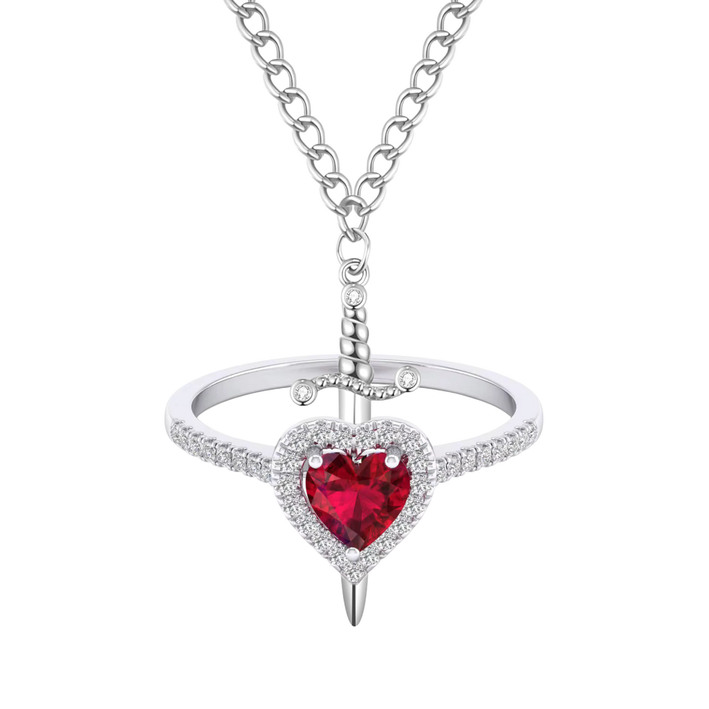 Valentinea™ Heart and Sword Necklace Set